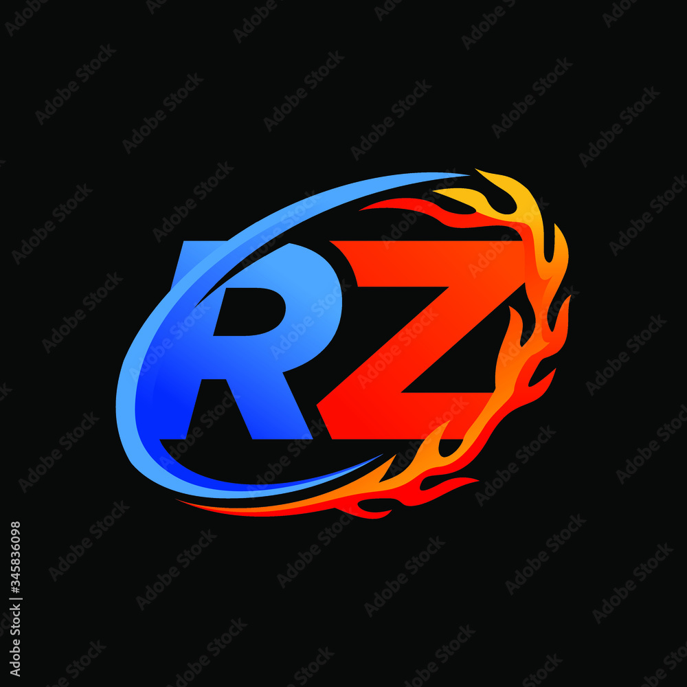 Initial Letters RZ Fire Logo Design Initial Letters RZ Fire Logo Design