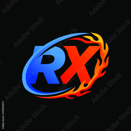 Initial Letters RX Fire Logo Design