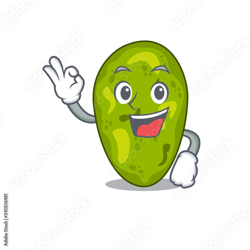 Cyanobacteria mascot design style with an Okay gesture finger