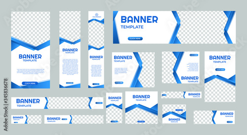 set of creative web banners of standard size with a place for photos. Business ad banner. Vertical, horizontal and square template. vector illustration EPS 10
