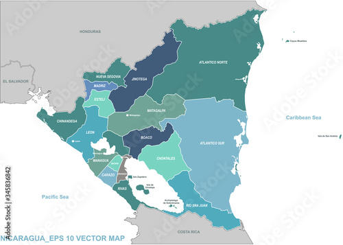 nicaragua map. vector map o...