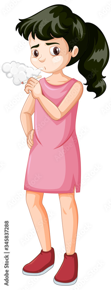 Teenage girl smoking on white background Teenage girl smoking on white background