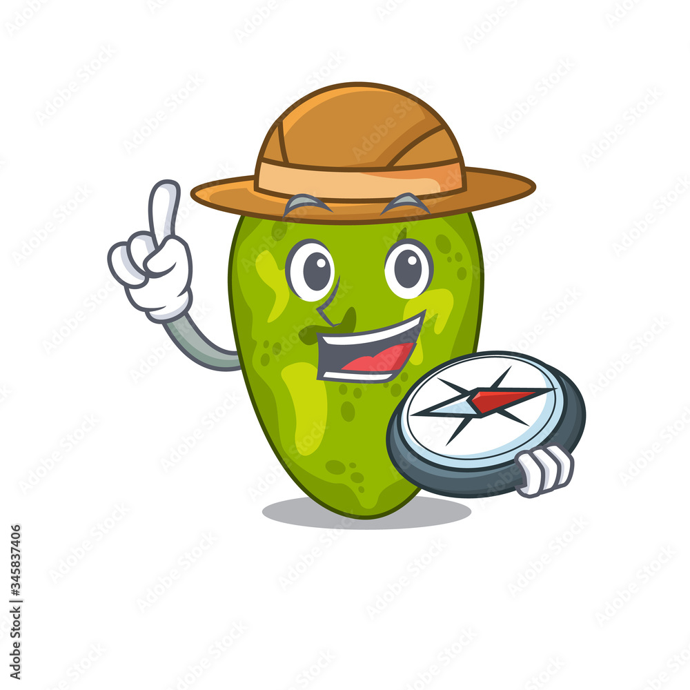 mascot design concept of cyanobacteria explorer with a compass mascot design concept of cyanobacteria explorer with a compass