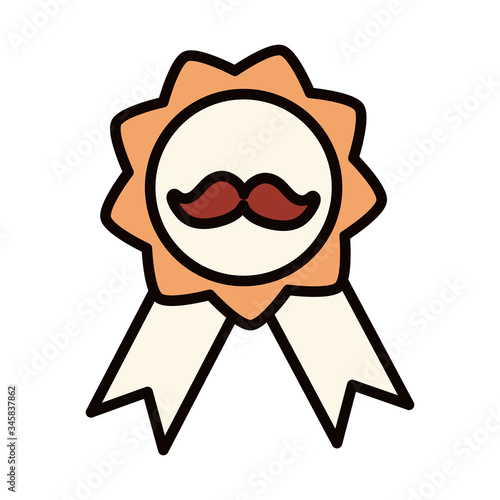 happy fathers day, award medal with moustache celebration line and fill icon