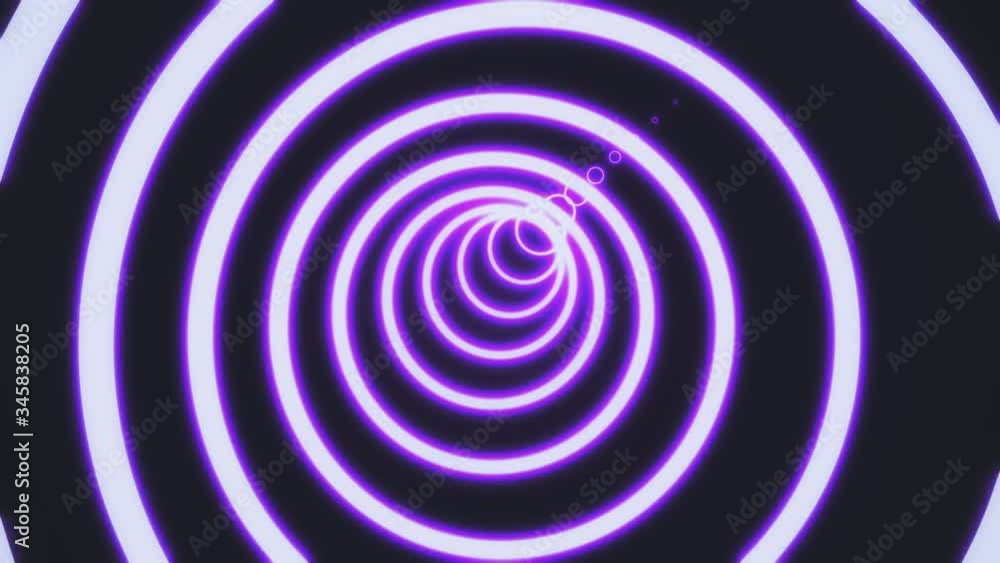 motion in neon circle tunnel consisting of bright purple color lines on black background, 3d rendering 4K video motion in neon circle tunnel consisting of bright purple color lines on black background, 3d rendering 4K video