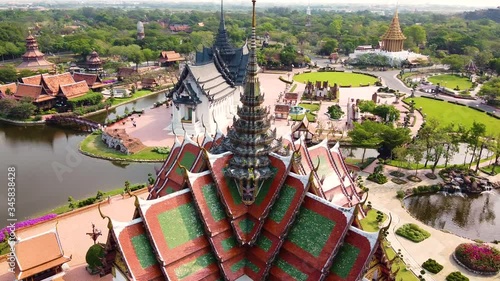 Aerial Nice , Sanphet Prasat Palace, Ancient City, Castle Bangkok, Thailand 