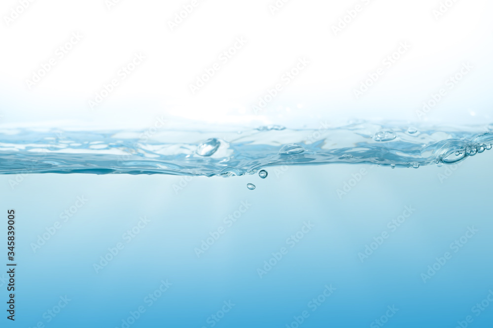 Water splash. Aqua flowing in waves and creating bubbles. Drops on the water surface feel fresh and clean. isolated on white background. Water splash. Aqua flowing in waves and creating bubbles. Drops on the water surface feel fresh and clean. isolated on white background.