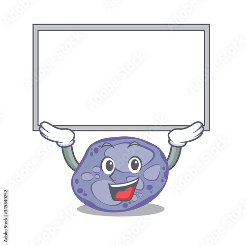 Mascot design of Blue planctomycetes lift up a board