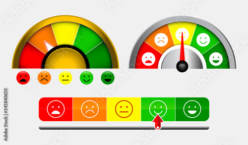 set of score indicators or rating meter level or gauge speedometer indicator 

concept. eps 10 vector, easy to modify