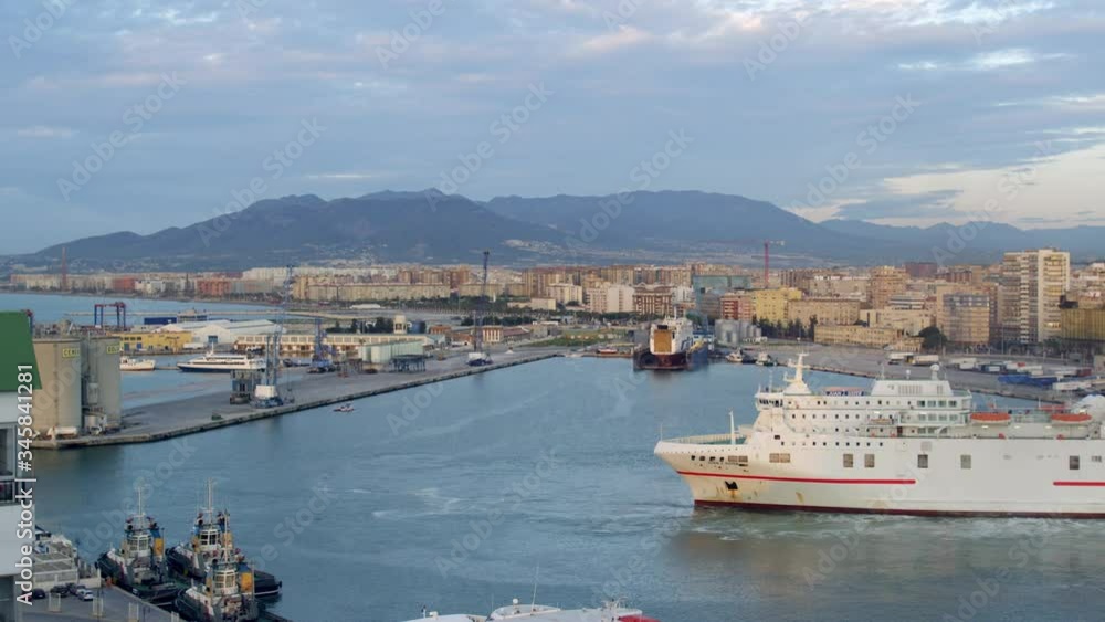 WS Ferry from Melilla reversing to dock in port of Malaga WS Ferry from Melilla reversing to dock in port of Malaga