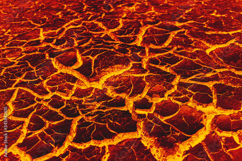 The ground is full of lava, Lava ground background, Global warming.