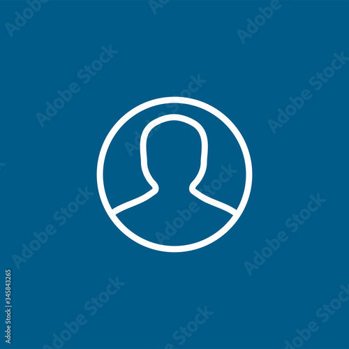Avatar Line Icon On Blue Background. Blue Flat Style Vector Illustration