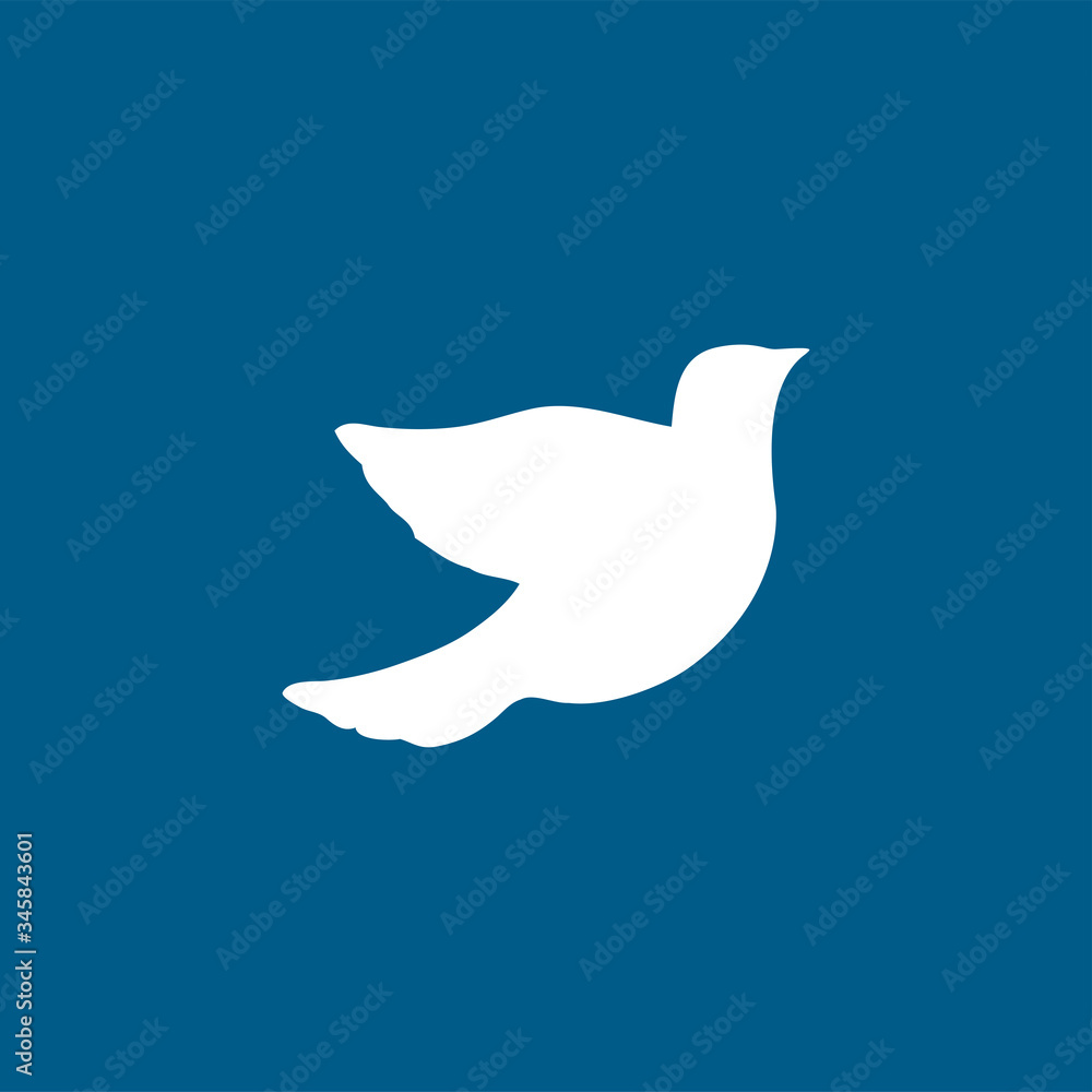 Bird Icon On Blue Background. Blue Flat Style Vector Illustration Bird Icon On Blue Background. Blue Flat Style Vector Illustration