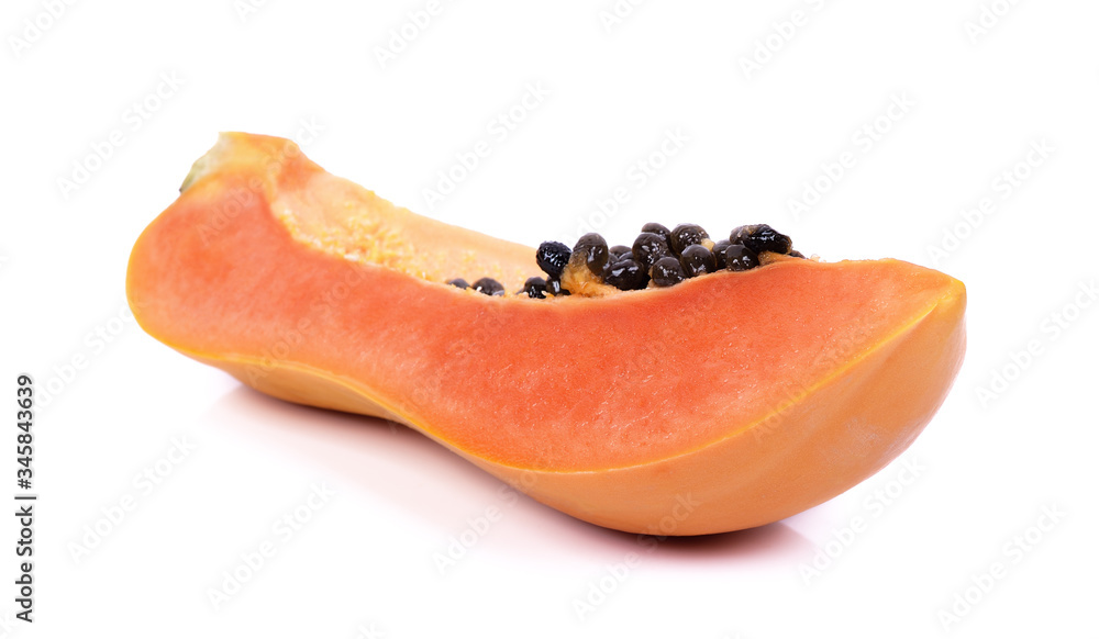 Slices of sweet papaya on white background Slices of sweet papaya on white background