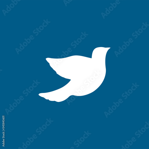 Bird Icon On Blue Background. Blue Flat Style Vector Illustration