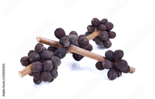 Dry coffee beans on a white background photo