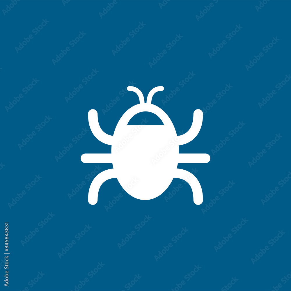 Bug Icon On Blue Background. Blue Flat Style Vector Illustration Bug Icon On Blue Background. Blue Flat Style Vector Illustration