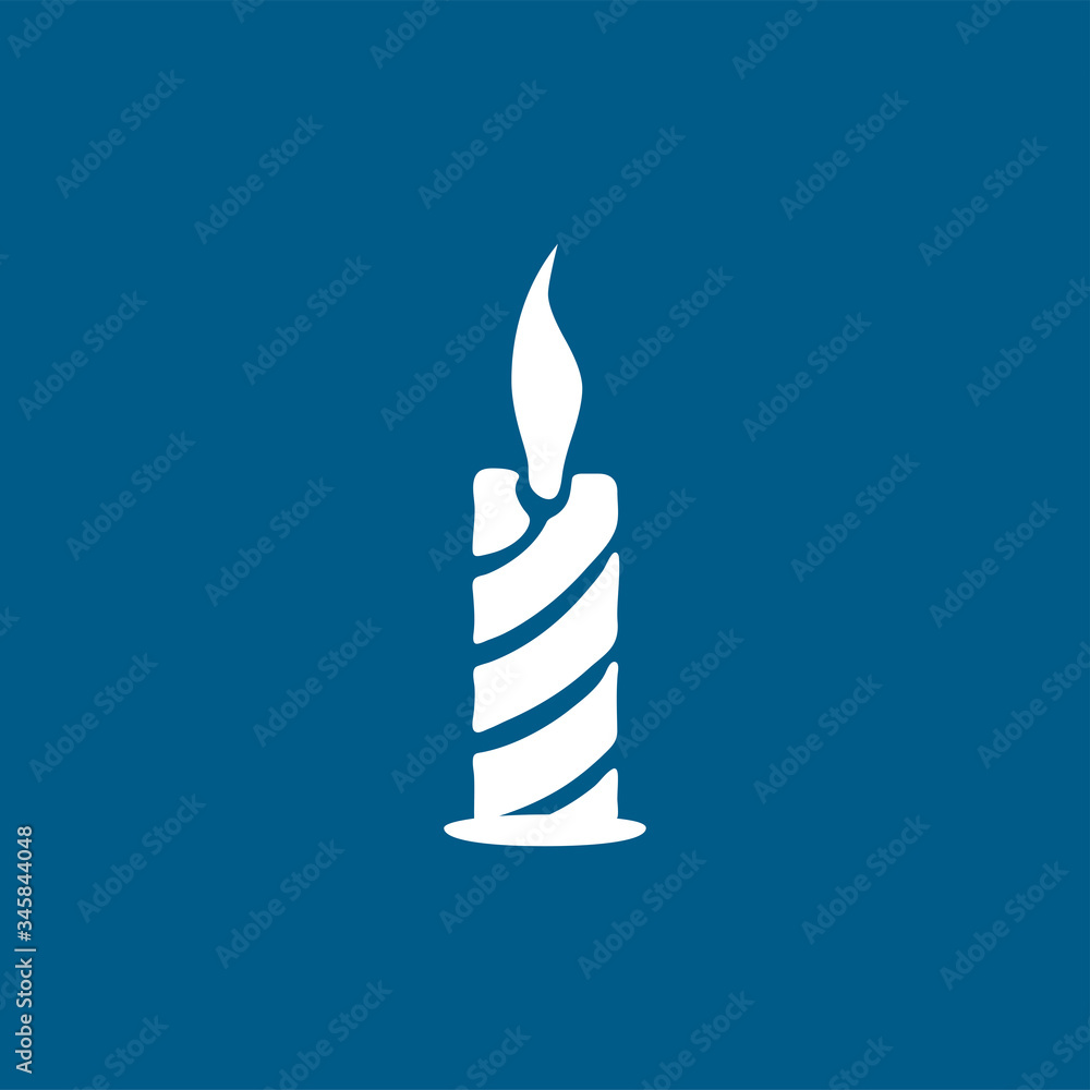 Candle Icon On Blue Background. Blue Flat Style Vector Illustration Candle Icon On Blue Background. Blue Flat Style Vector Illustration