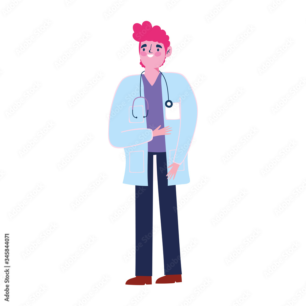 male doctor professional medical character with stethoscope