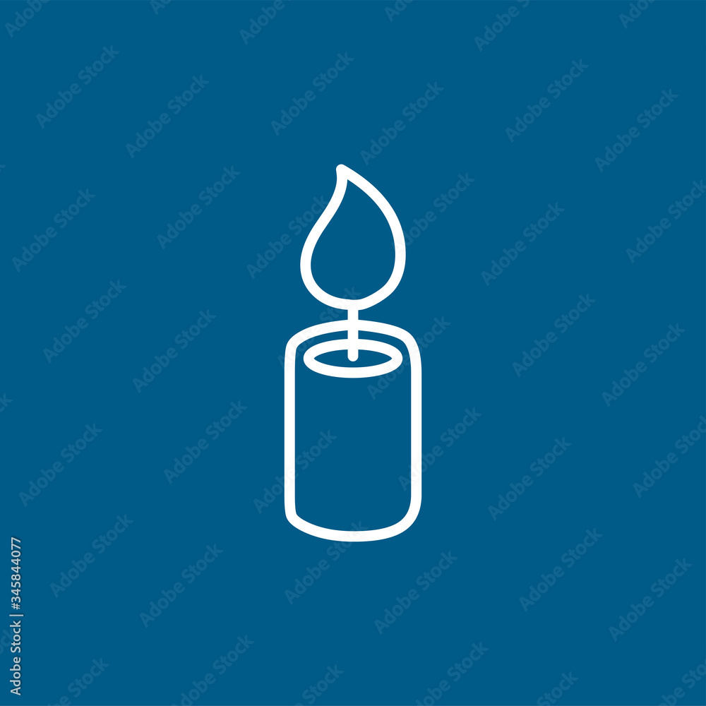 Candle Line Icon On Blue Background. Blue Flat Style Vector Illustration Candle Line Icon On Blue Background. Blue Flat Style Vector Illustration