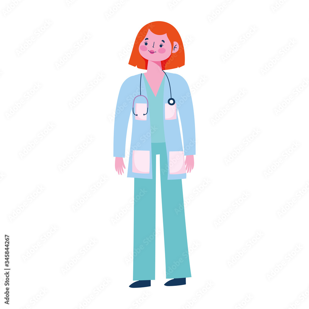 physician female character professional staff with stethoscope medical physician female character professional staff with stethoscope medical