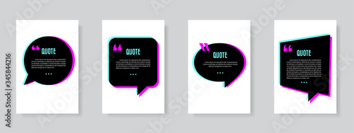 Quote speech bubble blank templates set.