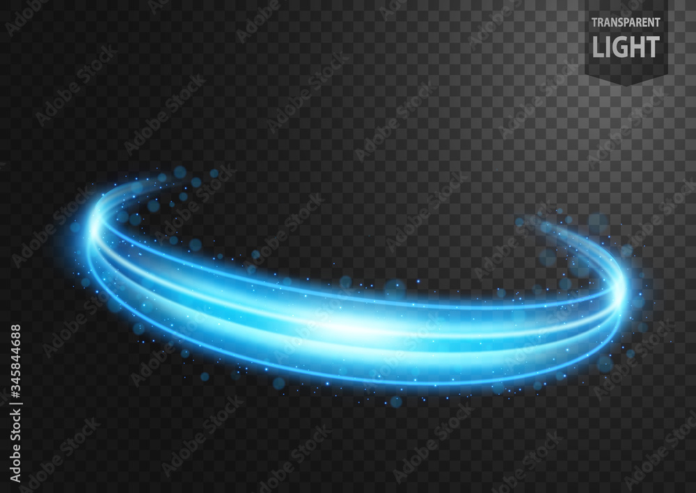 Abstract blue line of light with blue sparks, on a transparent background, isolated and easy to edit Abstract blue line of light with blue sparks, on a transparent background, isolated and easy to edit
