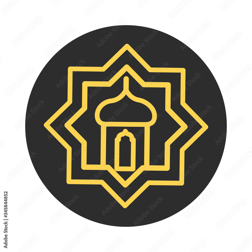 lantern ornament eid mubarak islamic religious celebration block and line icon