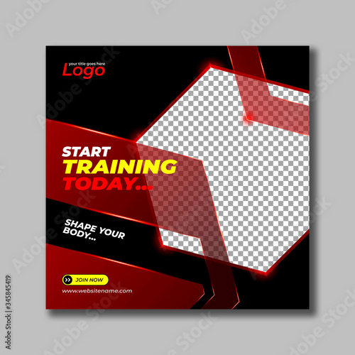 Gym and fitness square banner template social media post web banner and flyer for business promotion