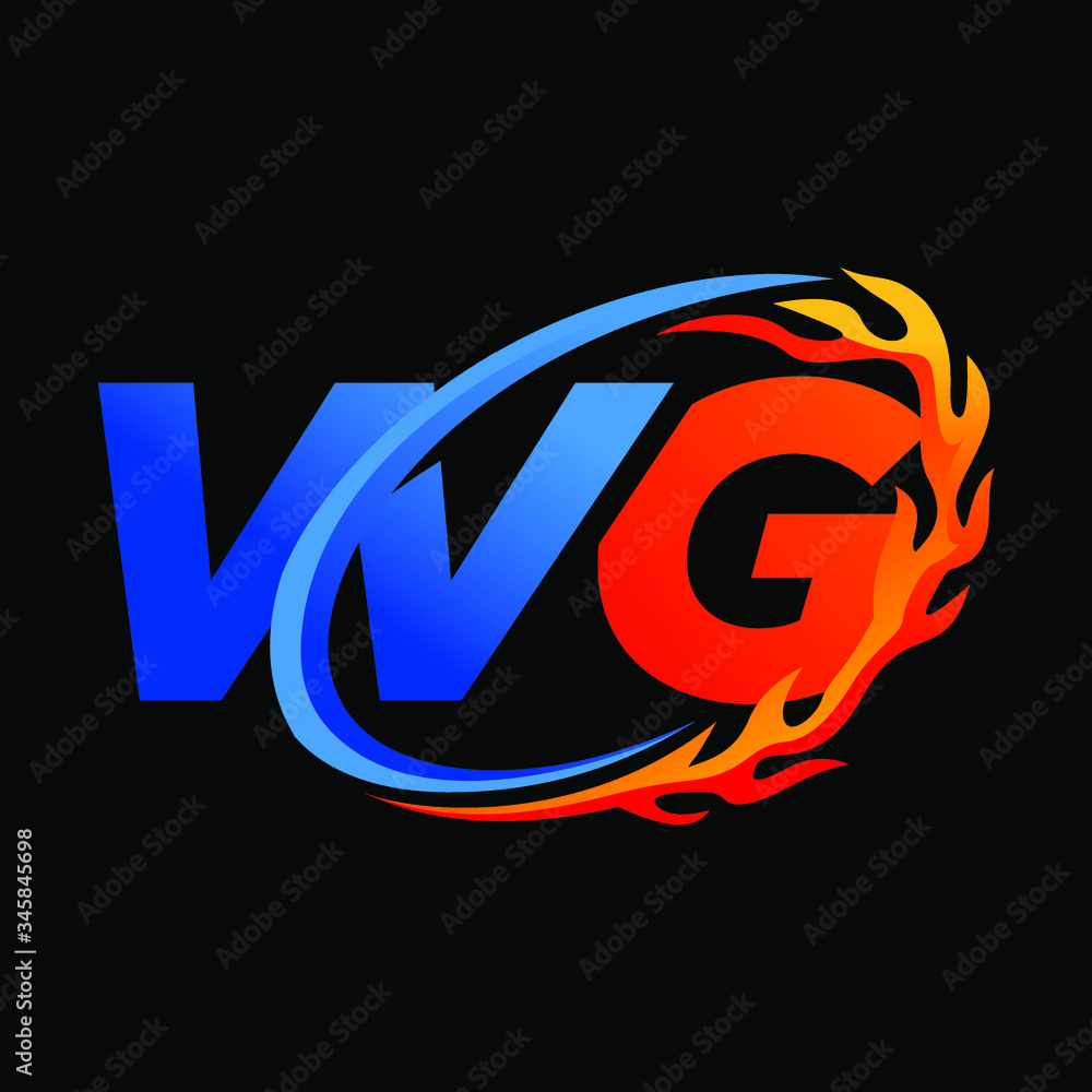 Initial Letters WG Fire Logo Design Stock Vector | Adobe Stock