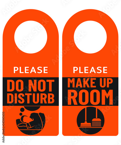 Set of door hangers isolated on Orange  background. Door hanger mockup. Vector illustration