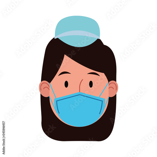 nurse female worker using face mask for covid19