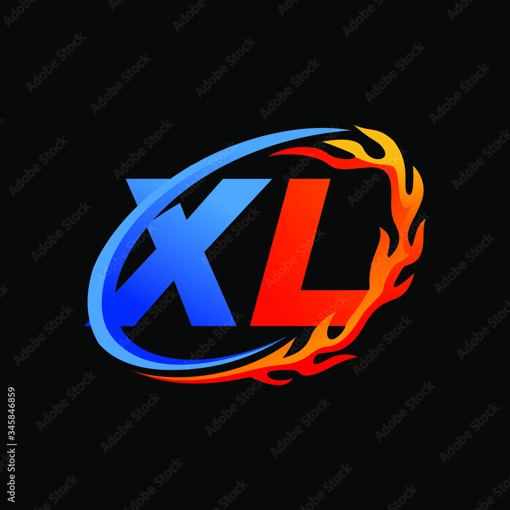 Initial Letters XL Fire Logo Design Initial Letters XL Fire Logo Design