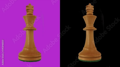 White king chess piece chromakey 360 degree rotation