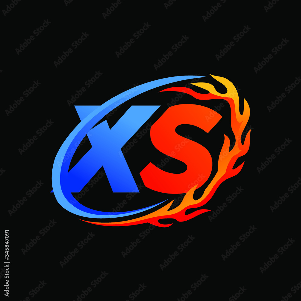 Initial Letters XS Fire Logo Design Initial Letters XS Fire Logo Design