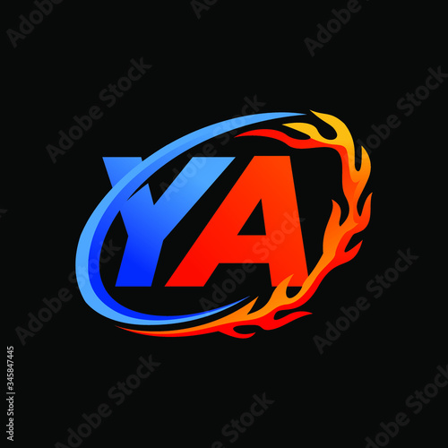 Initial Letters YA Fire Logo Design