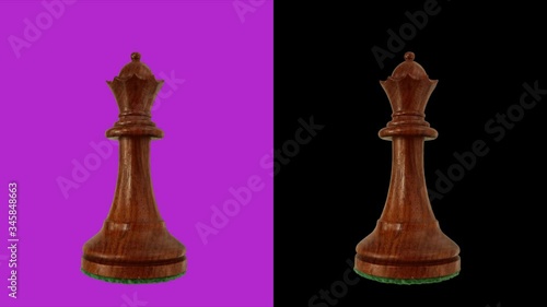 Black queen chess piece chromakey 360 degree rotation