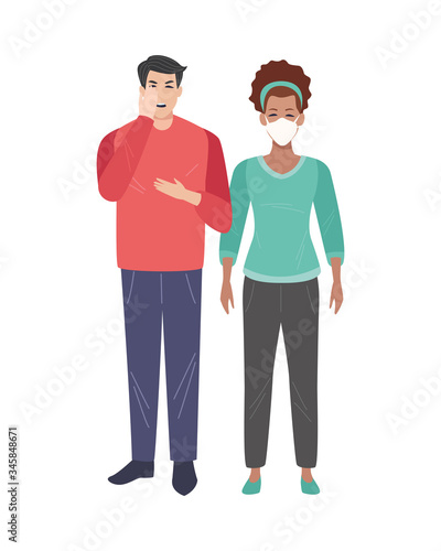 interracial couple sick with covid19 symptoms