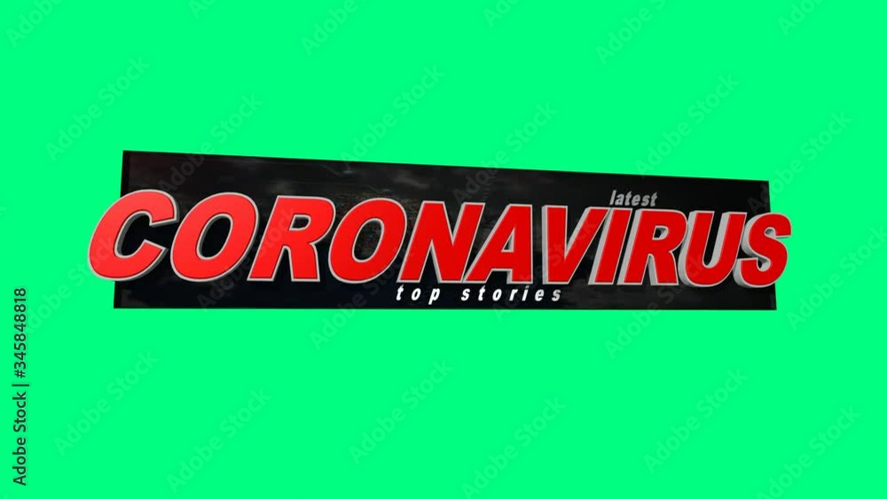 4k 3d animated text message with news about the Coronavirus, set on a green screen background. 4k 3d animated text message with news about the Coronavirus, set on a green screen background.