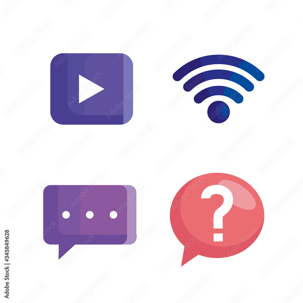 wireless with play symbol and speech bubbles vector illustration design wireless with play symbol and speech bubbles vector illustration design