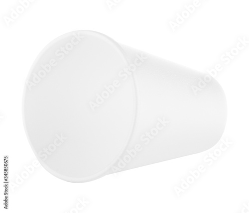 Lying white disposable glass isolated on white background