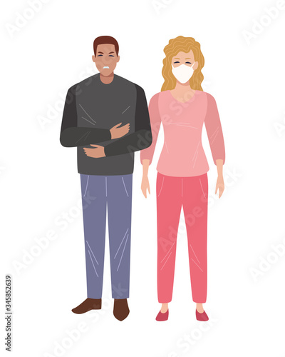 interracial couple sick with covid19 symptoms