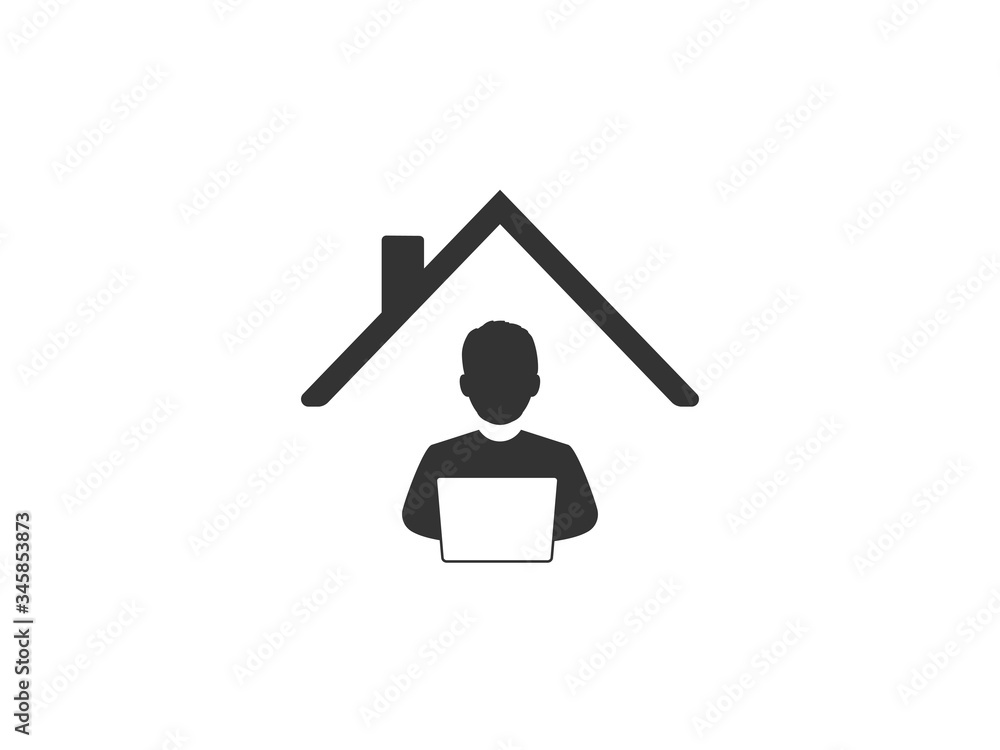 Work at home icon. Vector illustration, flat design. Work at home icon. Vector illustration, flat design.