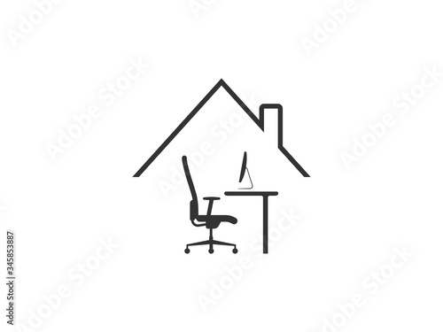 Work at home icon. Vector illustration, flat design.