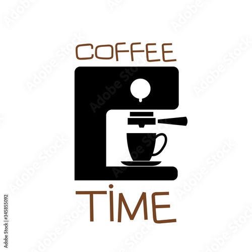 Coffee machine icon concept. Coffee time icon isolated on white background
