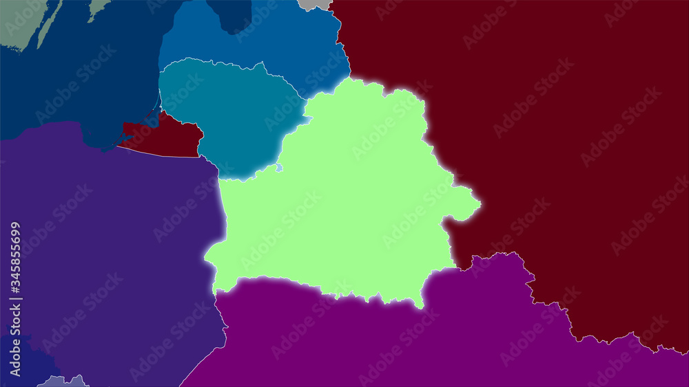 Obraz premium Belarus, administrative divisions - light glow
