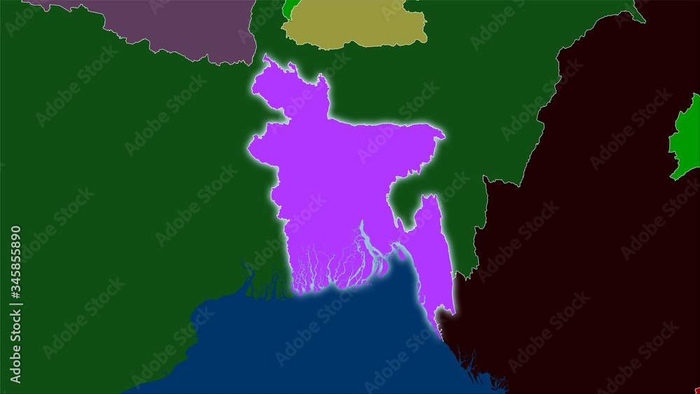 Bangladesh, administrative divisions - light glow