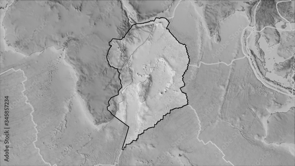 Somalian plate separated. Grayscale elevation
