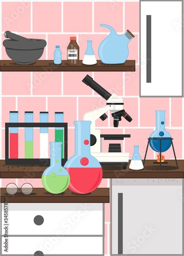 Chemistry science lab vector poster design template