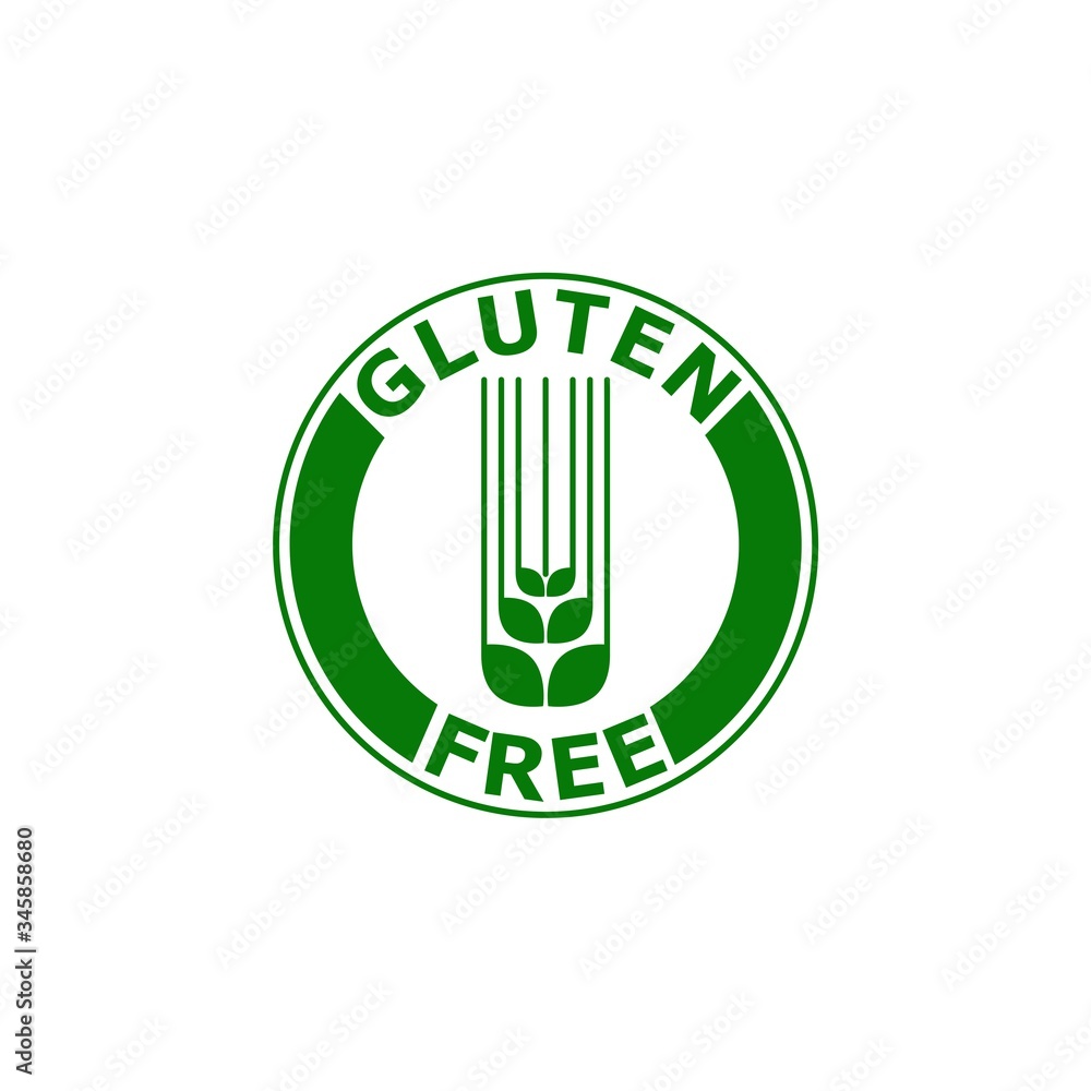 Gluten free green badge for diet control icon. Gluten free sign isolated on white background Gluten free green badge for diet control icon. Gluten free sign isolated on white background